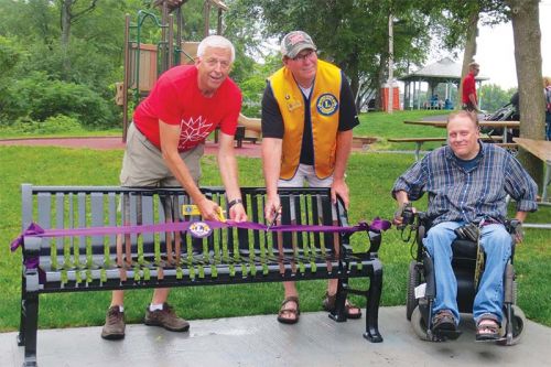 L to R - Mayor Vandewal, Lion Roy Wilkinson, Accessibility Committee Chair Neil Allan.